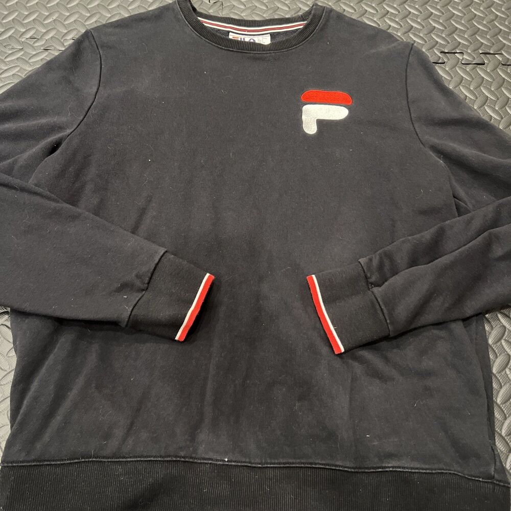 Rare Vintage Fila Sweatshirt Mens Size Large Black Pullover Sweat Shirt Unisex